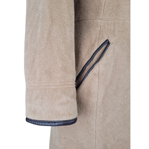 Coach Tan Mohair/Wool Brown Leather Trim Overcoat Sz XS - Picture 7 of 15